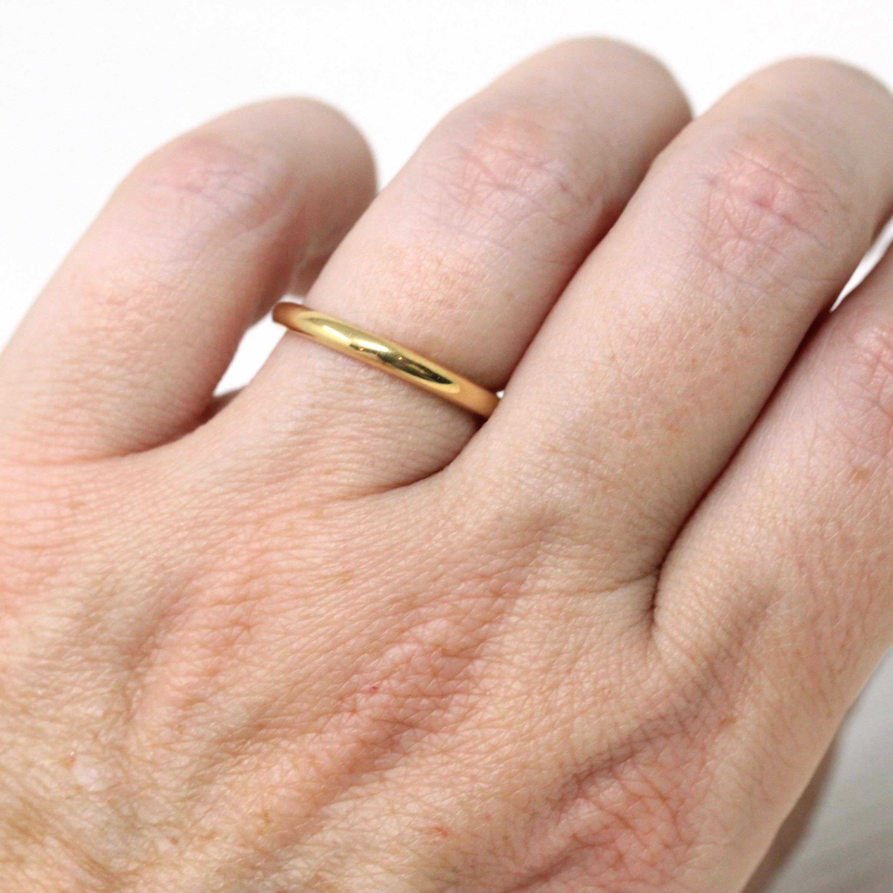 Dated 1942 Band - Late Deco Early Retro Era 18k Yellow Gold Comfort Fit 2.3 MM Band - Vintage Size 5 1/2 Fine Inscribed 40s Wedding Jewelry