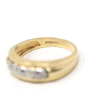 Vintage Wedding Band - Retro 14k Yellow & White Gold Two Tone Textured Design Ring - Vintage 1960s Era Size 7 3/4 Fine Men's Unisex Jewelry