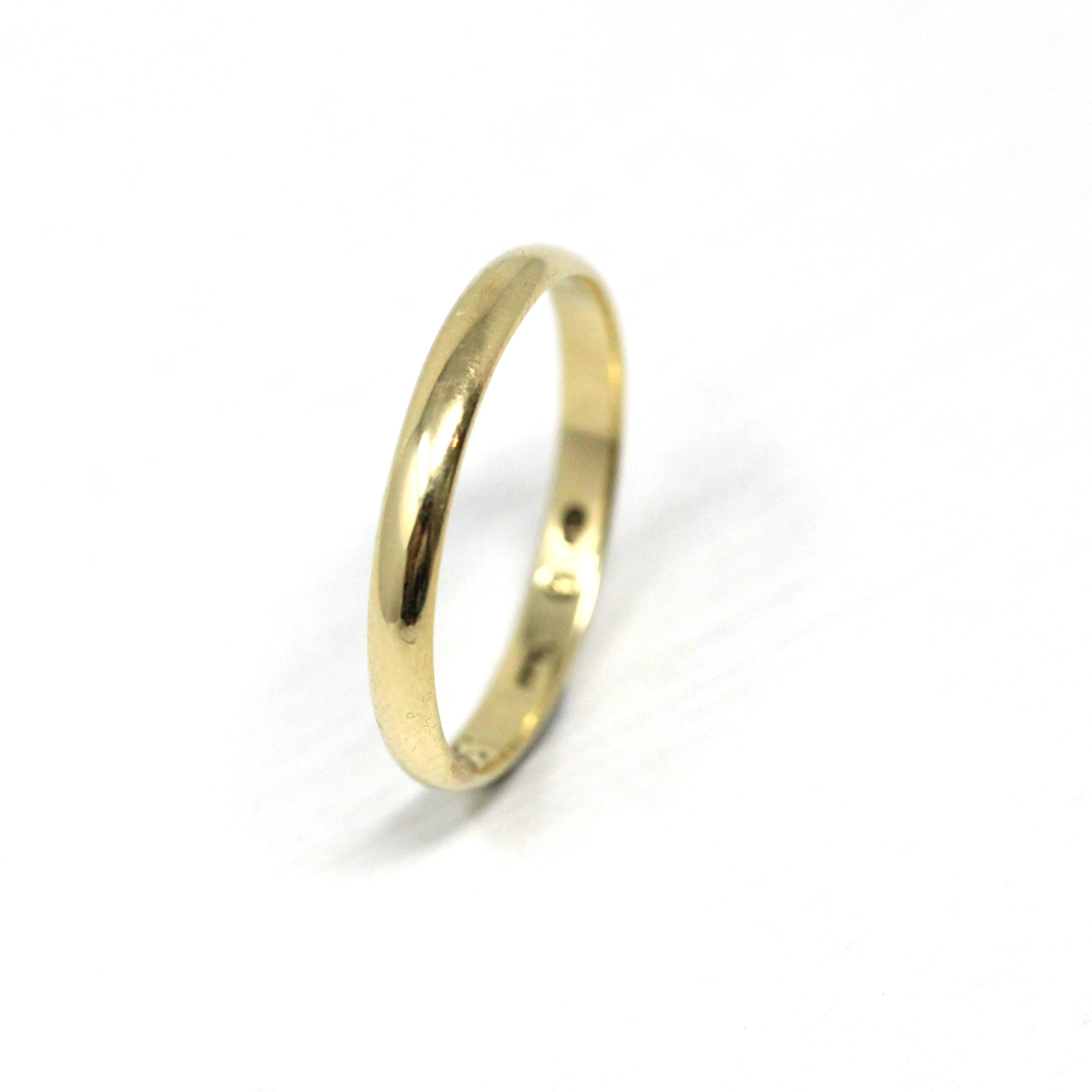 Vintage Wedding Band - Retro 14k Yellow Gold Plain Unadorned Polished "8/5/48" Ring - Circa 1940s Era Size 6 Stacking Dainty Fine Jewelry