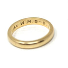 Dated 1952 Band - Mid Century 14k Yellow Gold Half Round 3.2 MM Band - Vintage Size 5 Retro Era Fine Precious Inscribed Wedding Jewelry