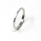 Art Deco Wedding Band - Vintage 18k White Gold Flower Stations Eternity Ring - Circa 1930s Era Size 5 1/2 Fine Bridal Stacking Jewelry