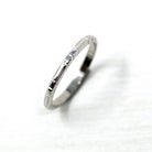 Art Deco Wedding Band - Vintage 18k White Gold Flower Stations Eternity Ring - Circa 1930s Era Size 5 1/2 Fine Bridal Stacking Jewelry