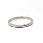 Art Deco Wedding Band - Vintage 18k White Gold Flower Stations Eternity Ring - Circa 1930s Era Size 5 1/2 Fine Bridal Stacking Jewelry