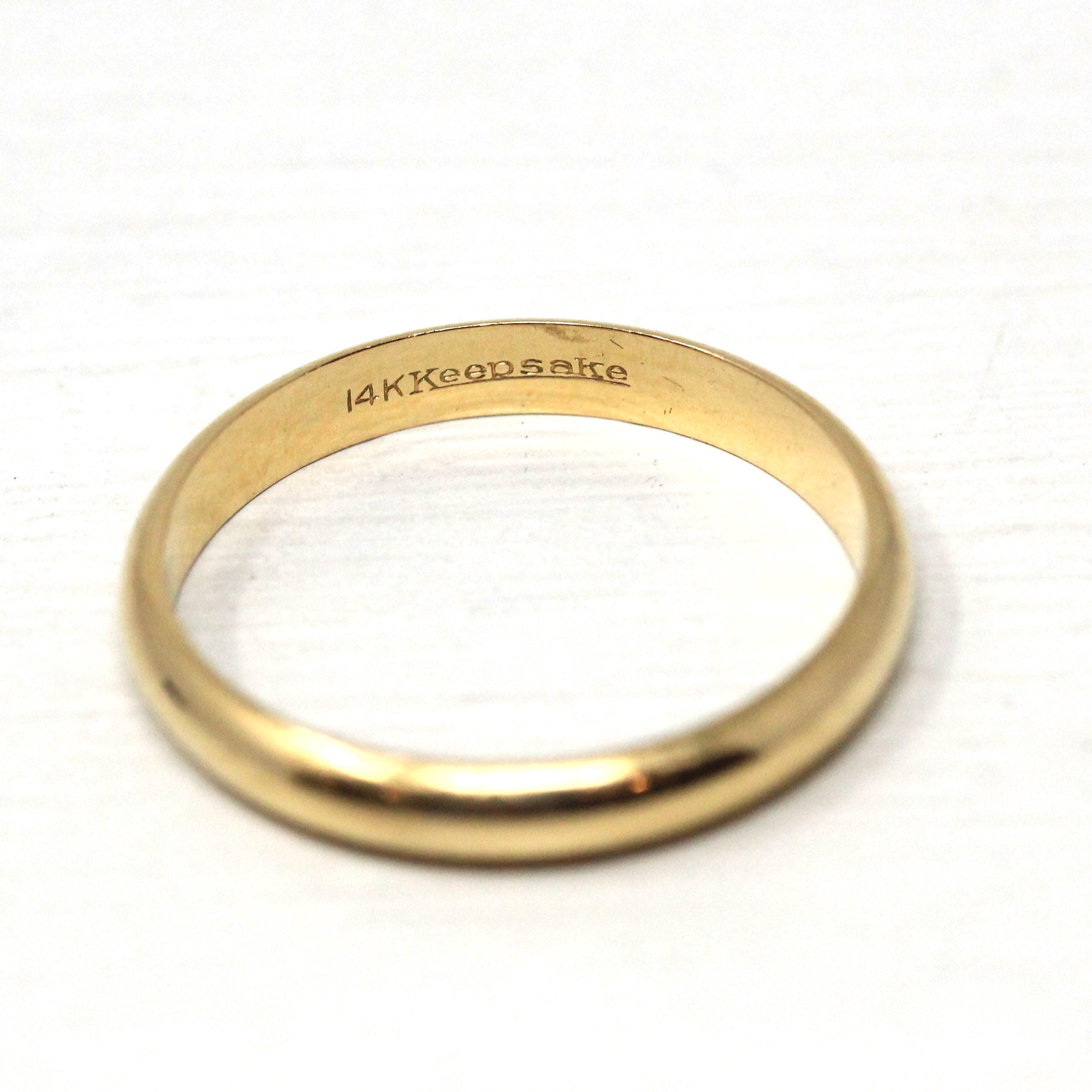 Vintage Wedding Band - 14k Yellow Gold Plain Simple Unadorned Minimal Unisex Ring - Retro Size 10 1/2 Stacking Men's Women's Bridal Jewelry
