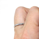 Antique Wedding Band - Retro 18k White Gold Plain Unadorned Ring - Dated 1975 Size 8 1/2 Unisex Style Fine Inscribed Jewelry Stamped "Jabel"