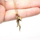 Vintage Charm Necklace - Retro 14k Yellow Gold Cornicello Number 1 Heart Pendants Trio - Circa 1990s Era Personal Fine Italian Horn Jewelry