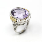 Genuine Amethyst Ring - Art Deco 14k White Gold Purple Gemstone Seed Pearl Halo - Vintage Circa 1930s Era Size 6 3/4 Filigree Flower Jewelry