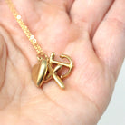 Vintage Charm Necklace - Retro 14k Yellow Gold Cross Anchor Heart Pendants - Circa 1970s Era Faith Hope Charity Religious 70s Fine Jewelry