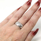 Vintage Wedding Band - Retro 14k White Gold Genuine .05 CTW Diamonds Ring - Circa 1960s Era Size 9 Infinity Arrow Fine Unisex Bridal Jewelry