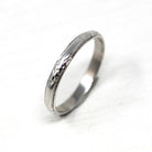 Art Deco Wedding Band - Vintage 18k White Gold Orange Blossom Eternity Ring - Circa 1930s Era Size 5 Bridal Stacking Fine 30s Floral Jewelry