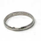 Art Deco Wedding Band - Vintage 18k White Gold Orange Blossom Eternity Ring - Circa 1930s Era Size 5 Bridal Stacking Fine 30s Floral Jewelry