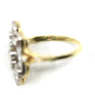 Diamond Shield Ring - Estate 14k Yellow & White Gold Genuine Gemstones Art Nouveau Style - Modern Size 8 Vintage Inspired Two Tone Jewelry