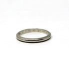 Vintage Wedding Band - Mid Century 14k White Gold Milgrain Plain Stacking Ring with Inscription - Circa late 40s Size 6 Bridal Fine Jewelry