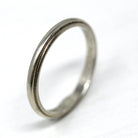 Vintage Wedding Band - Mid Century 14k White Gold Milgrain Plain Stacking Ring with Inscription - Circa late 40s Size 6 Bridal Fine Jewelry