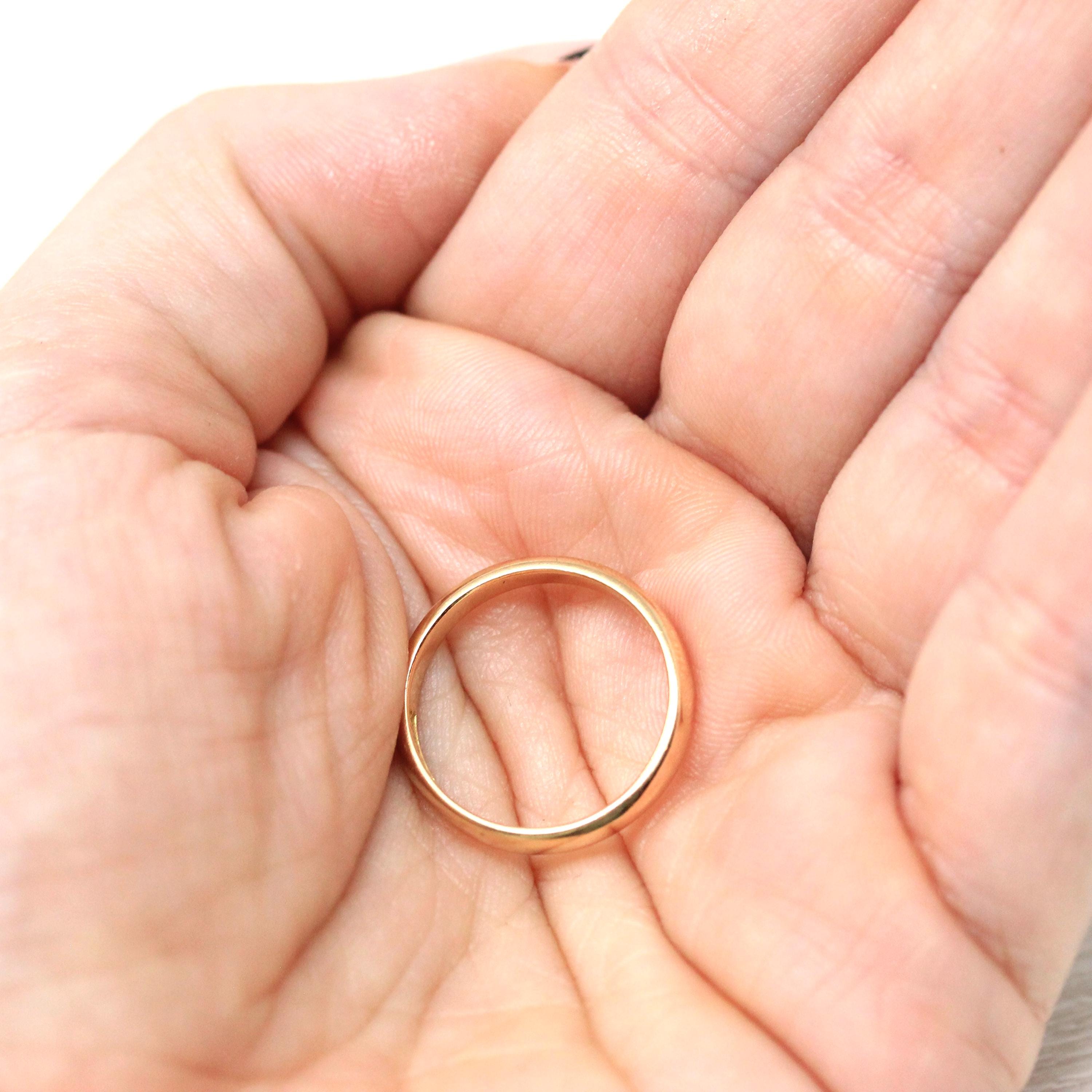 Antique Wedding Band - Edwardian 14k Yellow Gold 2.8 MM Unadorned Ring - Circa 1900s Era Size 5 1/2 Stacking Unisex Fine Birdal Jewelry