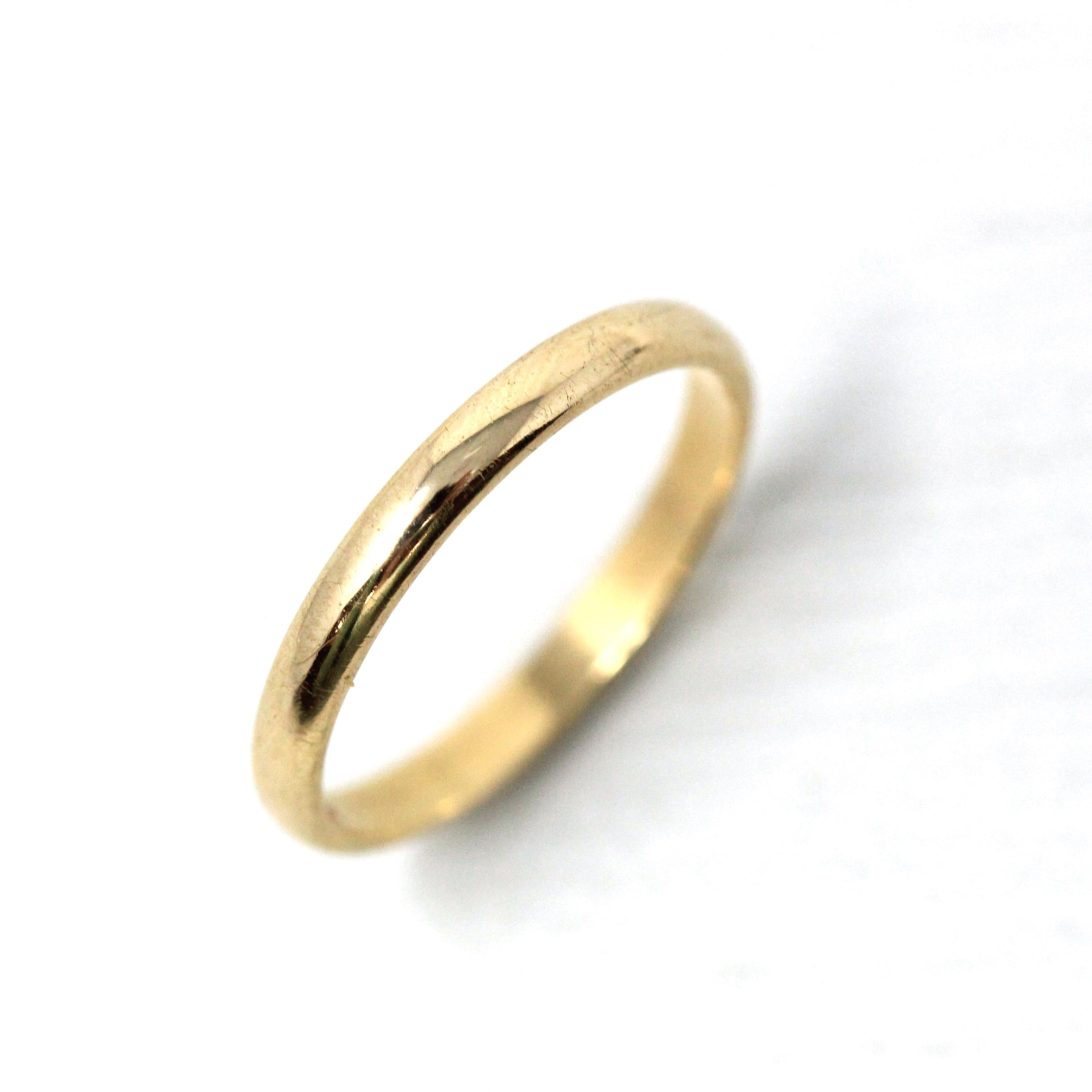 Retro Gold Wedding Ring - Vintage Circa 1940s 14k Yellow Gold 3.0 MM Plain Band - Retro Era Size 11 Unisex Stacking Fine Bristol Jewelry