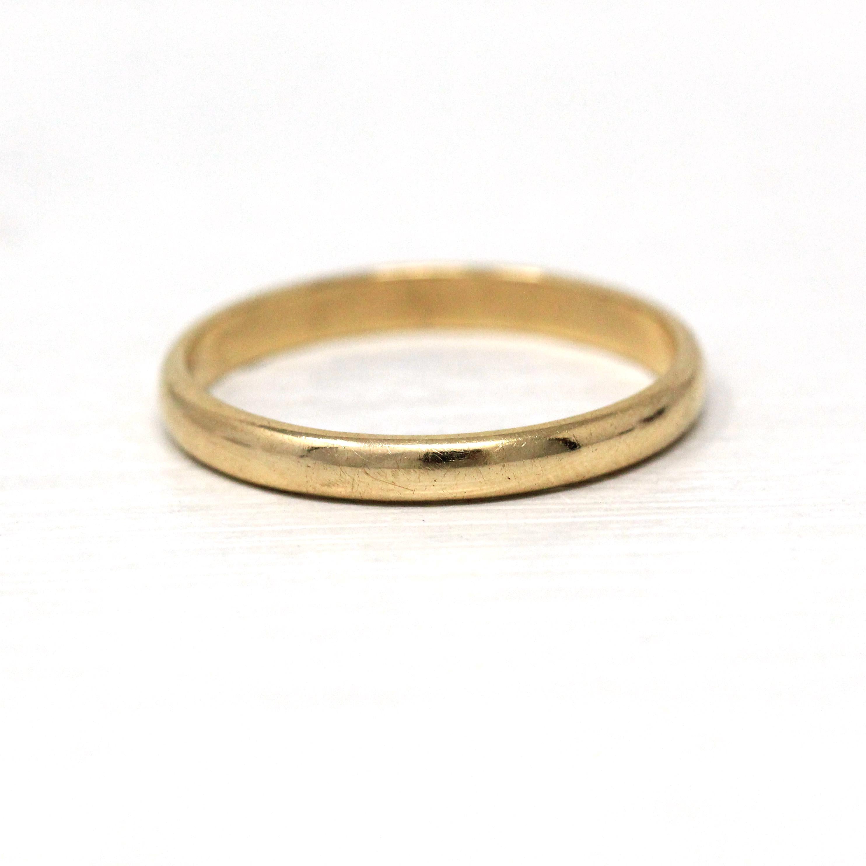 Retro Gold Wedding Ring - Vintage Circa 1940s 14k Yellow Gold 3.0 MM Plain Band - Retro Era Size 11 Unisex Stacking Fine Bristol Jewelry