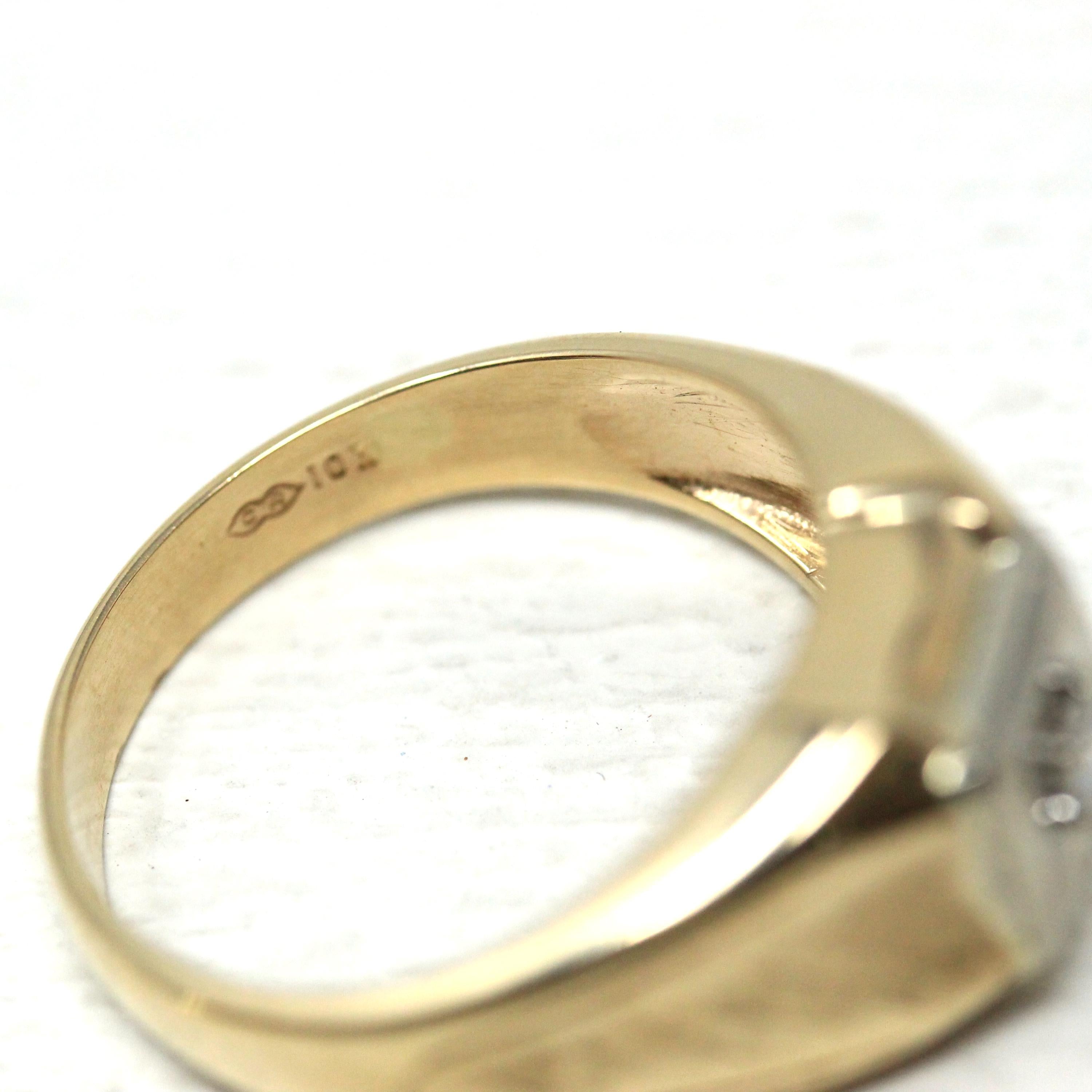 Vintage Diamond Ring - Retro 10k Yellow & White Gold Natural