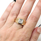 Vintage Diamond Ring - Retro 10k Yellow & White Gold Genuine Gemstone Men's Unisex Wedding Band - Circa 1970s Era Size 9 1/2 Fine Jewelry