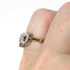 Vintage Sweetheart Ring - Mid Century 10k Yellow & White Gold Double Heart Promise Love - Circa 1950s Era Size 4 Statement Fine 50s Jewelry