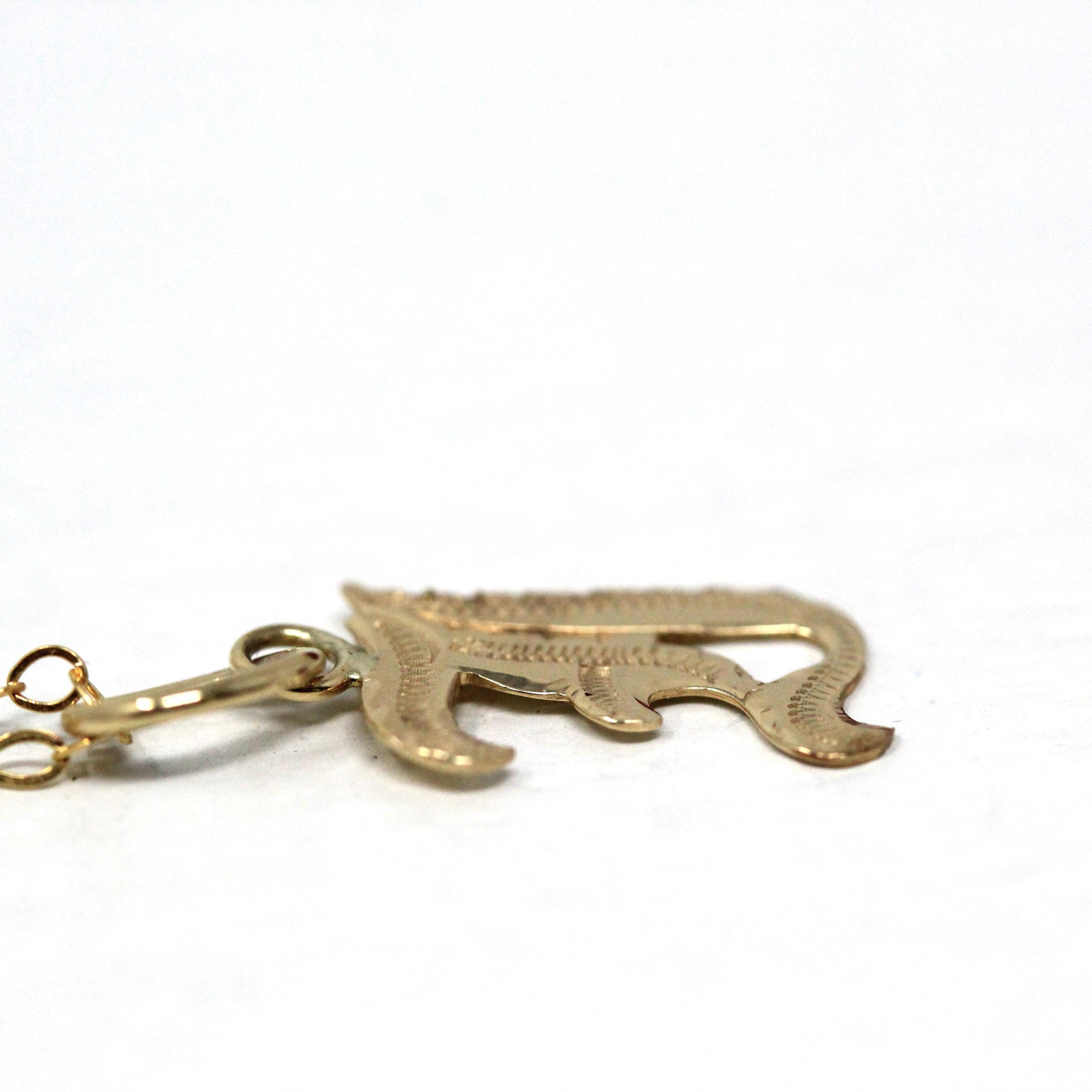 Letter "I" Charm - Art Deco 10k Yellow Gold Initial Old English Style Pendant Necklace - Vintage Circa 1930s Era Dainty Figural Fine Jewelry