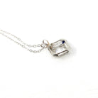 Art Deco Diamond Necklace - Antique Platinum Genuine Old European Diamond Created Sapphire Pendant - Vintage 1920s Era Dainty Fine Jewelry