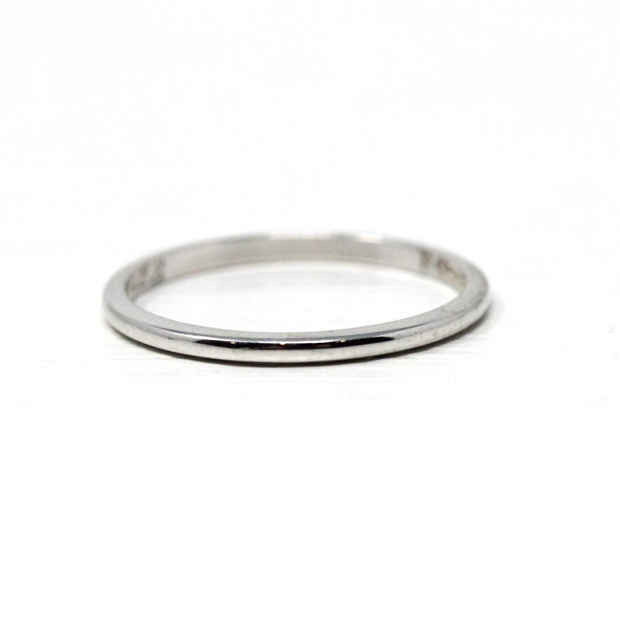 Antique Wedding Band - Art Deco 18k White Gold Inscribed Ring - Vintage Engraved 1928 Size 6 1/2 Unisex Style 1920s Era Wedding Fine Jewelry