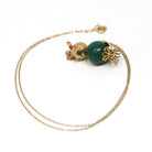 Gemstone Cat Charm - Retro Era 10k Yellow Gold Genuine Aventurine Bead Pendant - Circa 1970s Assembled Kitty Fine Figural Feline Jewelry