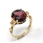 Simulated Amethyst Ring - Retro 10k Yellow Gold Oval Faceted Purple Glass Stone - Circa 1940s Era Size 6 1/2 Fine New Old Stock 40s Jewelry