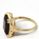 Simulated Amethyst Ring - Retro 10k Yellow Gold Rectangular Faceted Purple Glass Stone - Circa 1940s Era Size 6 Fine New Old Stock Jewelry