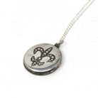 Fleur De Lis Locket - Antique Sterling Silver Locket Pendant Necklace - Edwardian Circa 1910s French Lily Statement Engraved Photos Jewelry