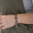 Art Deco Bracelet - Vintage Sterling Silver Open Metal Sparkling Marcasite Panels - Circa 1930s Era Filigree Fashion Accessory 30s Jewelry