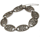 Art Deco Bracelet - Vintage Sterling Silver Open Metal Sparkling Marcasite Panels - Circa 1930s Era Filigree Fashion Accessory 30s Jewelry