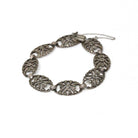 Art Deco Bracelet - Vintage Sterling Silver Open Metal Sparkling Marcasite Panels - Circa 1930s Era Filigree Fashion Accessory 30s Jewelry