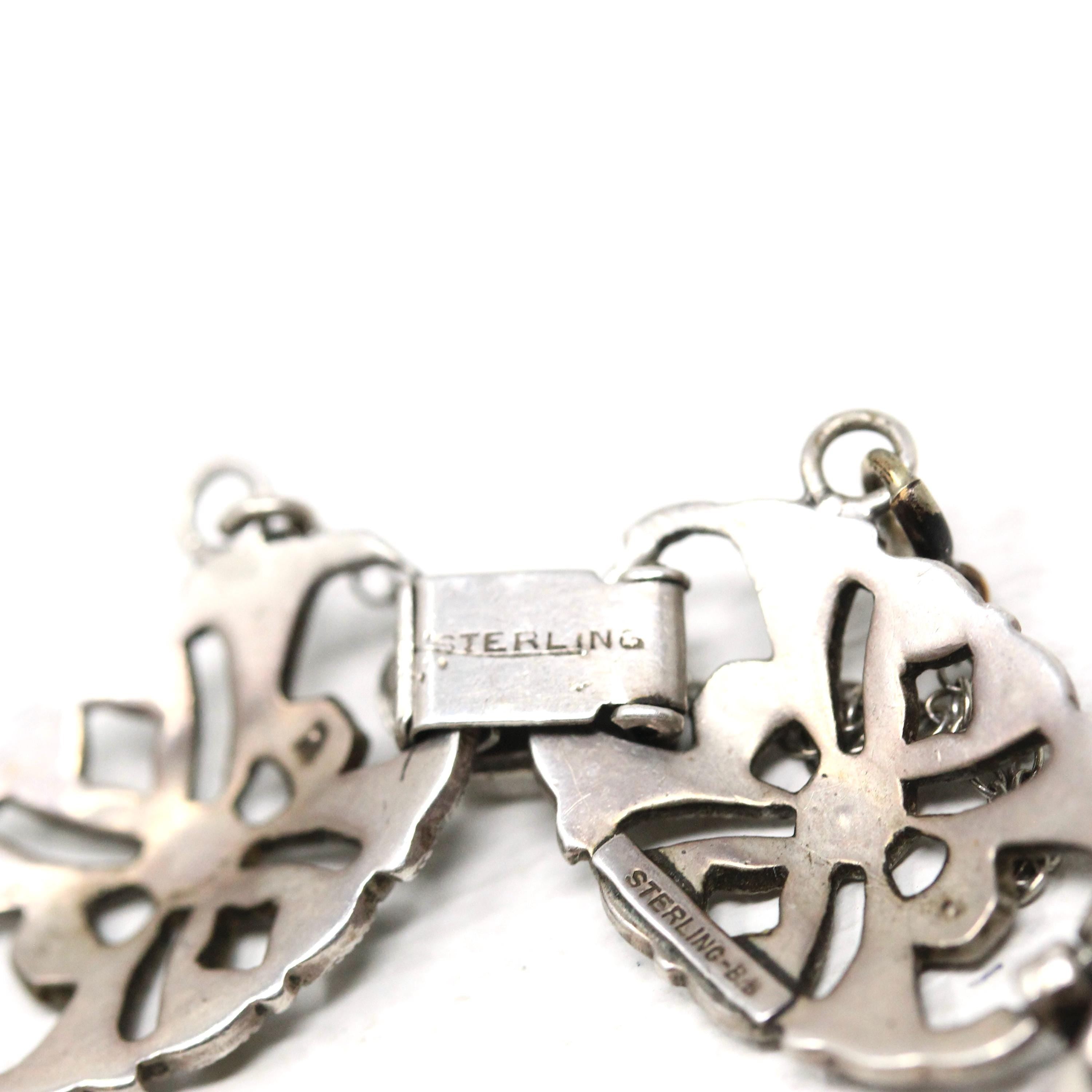 Art Deco Bracelet - Vintage Sterling Silver Open Metal Sparkling Marcasite Panels - Circa 1930s Era Filigree Fashion Accessory 30s Jewelry