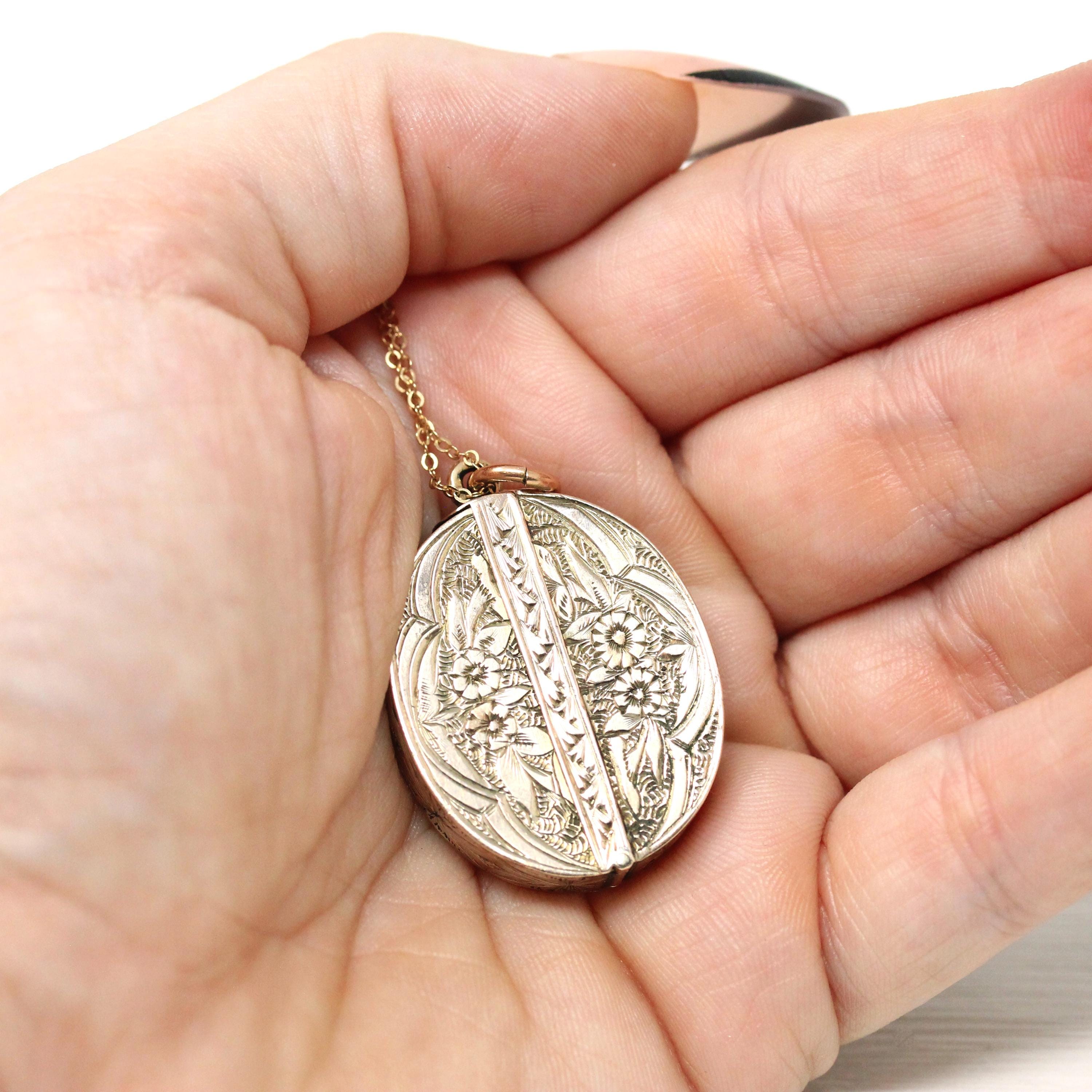 Victorian Hair Locket Antique 9k Yellow Gold Mourning Lovers