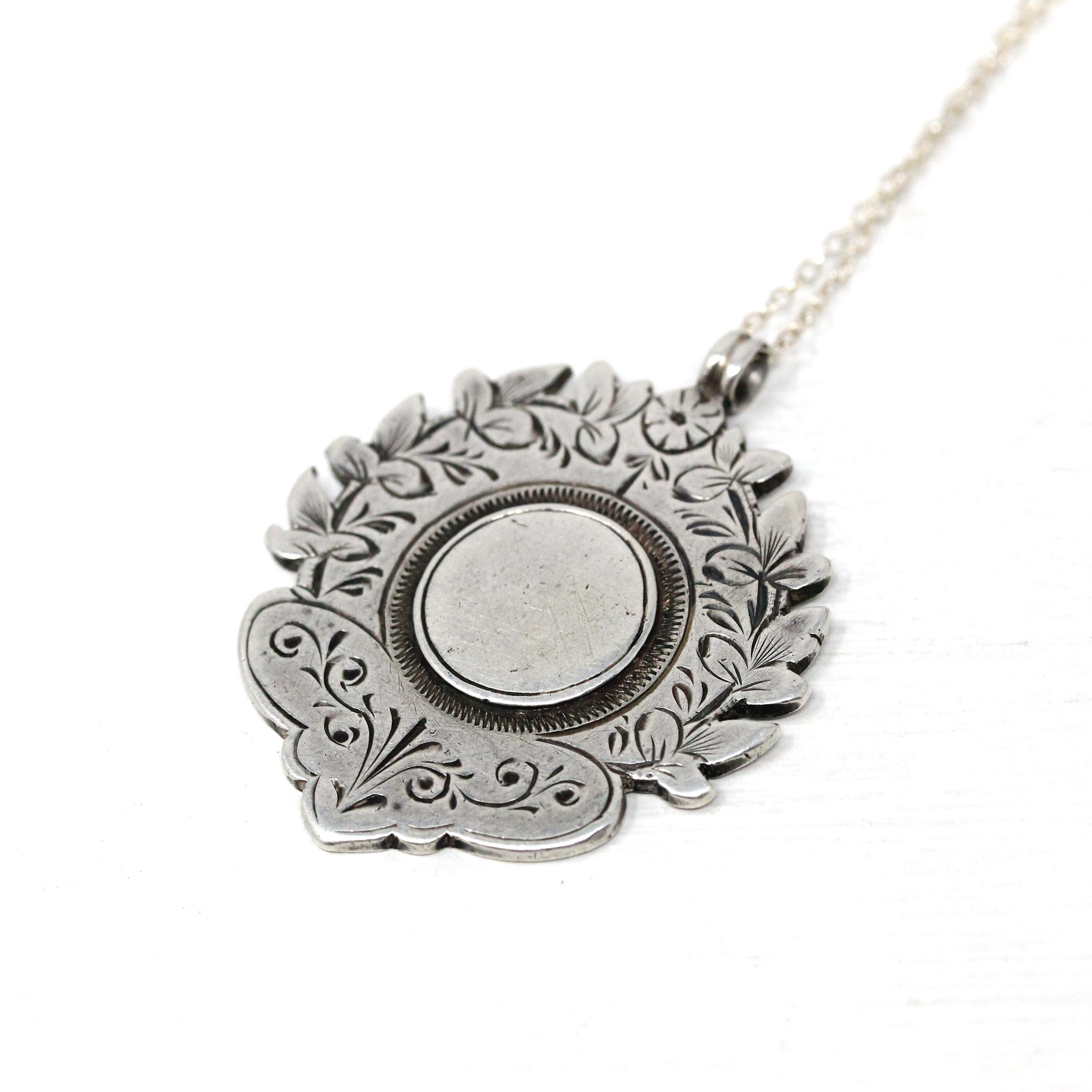 Antique Sterling Silver Fob Victorian Era Shield Statement