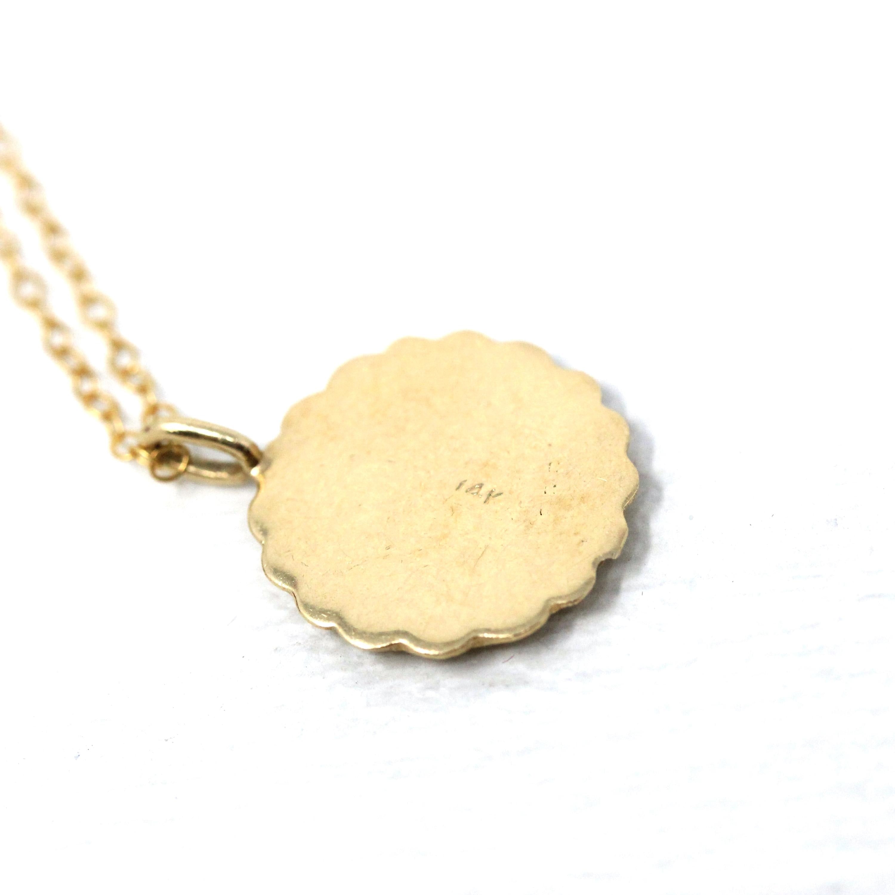 Vintage Aquarius Charm - Retro 14k Yellow Gold Water-Bearer Astrological Sign Pendant Necklace - Circa 1960s Era Zodiac Air Element Jewelry