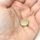 Vintage Photo Locket - Retro 9k Yellow Gold Round Keepsake Pendant Necklace - Circa 1963 1964 Era Floral Photograph Fine Birmingham Jewelry