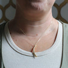 Crescent Moon Necklace - Retro 15k Yellow Gold Cultured Seed Pearls Celestial Pendant - Vintage Circa 1940s Era Statement Fine 40s Jewelry