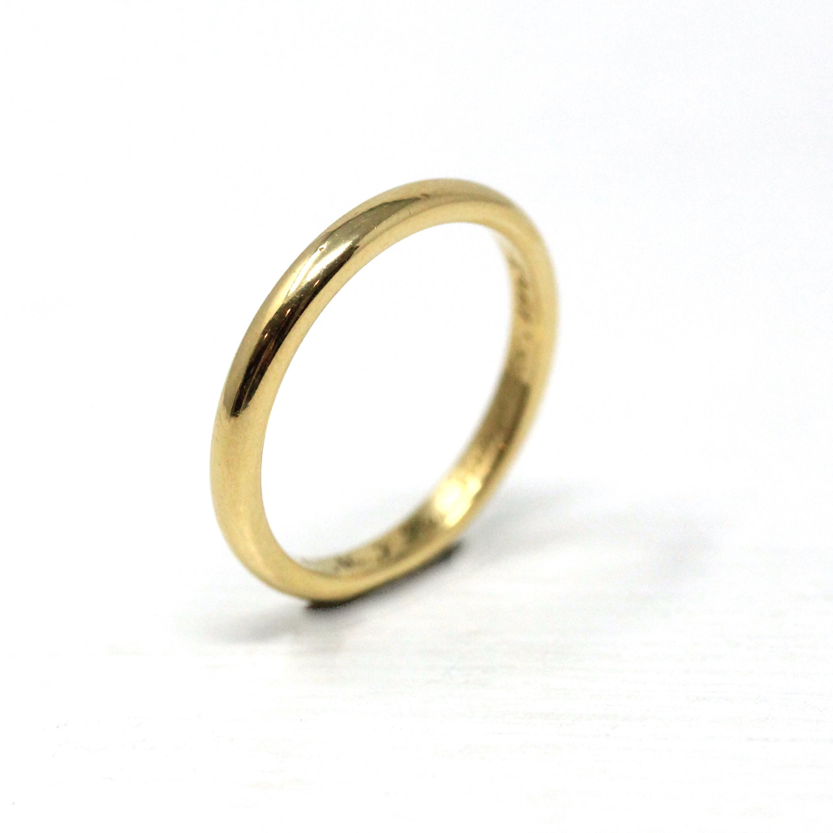 Dated 1942 Band - Late Deco Early Retro Era 18k Yellow Gold Comfort Fit 2.3 MM Band - Vintage Size 5 1/2 Fine Inscribed 40s Wedding Jewelry