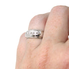 Vintage Wedding Band - Retro 14k White Gold Genuine .08 CTW Diamonds Ring - Circa 1960s Era Size 4 3/4 Tapered Fine Unisex Bridal Jewelry