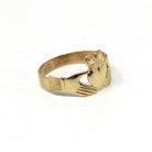 Gold Claddagh Ring - Modern 9k 375 Irish Hands Heart Crown Band - Estate Size 11 1/4 Made in Ireland Wedding Band Unisex Friendship Jewelry