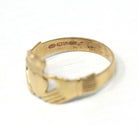 Gold Claddagh Ring - Modern 9k 375 Irish Hands Heart Crown Band - Estate Size 11 1/4 Made in Ireland Wedding Band Unisex Friendship Jewelry