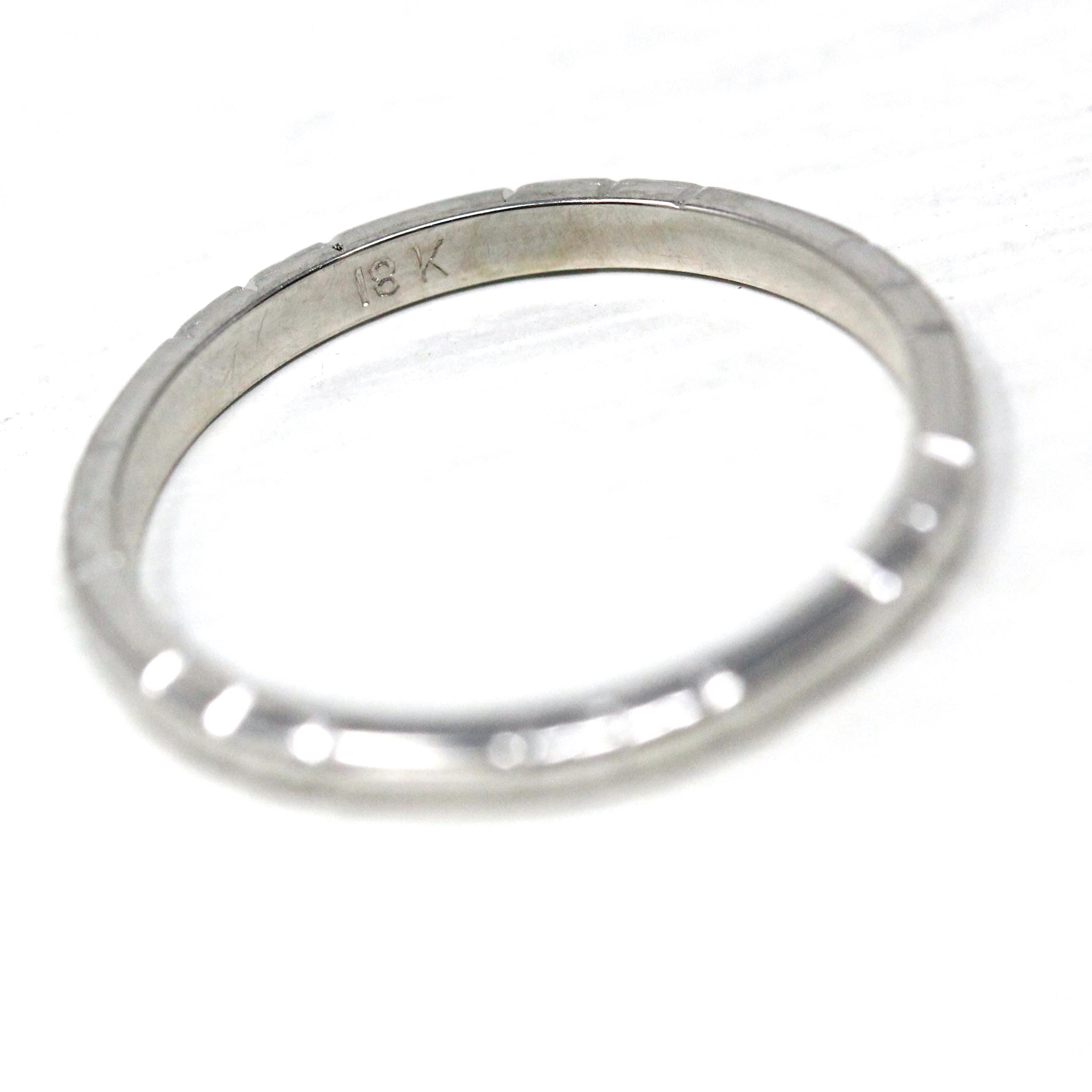 Art Deco Wedding Band - Vintage 18k White Gold Flower Stations Eternity Ring - Circa 1930s Era Size 5 1/2 Fine Bridal Stacking Jewelry