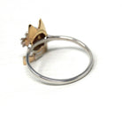 Vintage Cat Ring - Retro 14k Yellow & White Gold Feline Conversion Dainty Band - Circa 1960s Era Size 7 Animal Two Tone Diamond Fine Jewelry