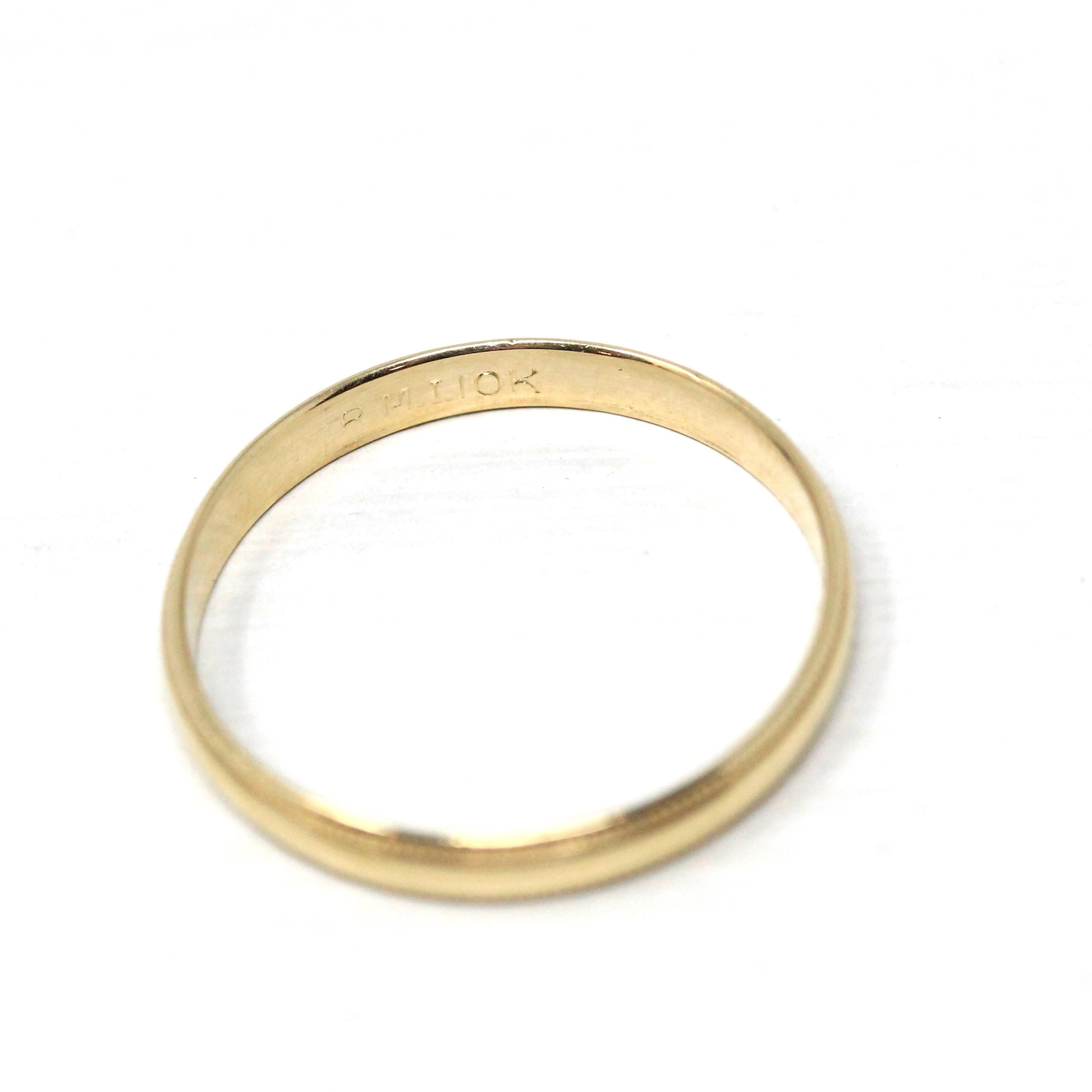 Vintage Wedding Band - Retro 10k Yellow Gold Milgrain Eternity Designs Ring - Circa 1990s Era Size 12 Stacking Unisex Bridal Fine Jewelry