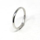 Antique Wedding Band - Retro 18k White Gold Plain Unadorned Ring - Dated 1975 Size 8 1/2 Unisex Style Fine Inscribed Jewelry Stamped "Jabel"