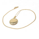 Vintage Round Locket - Retro 10k Yellow Gold Floral Pendant Charm - Circa 1940s Era Engraved Keepsake Original Photographs Fine 40s Jewelry