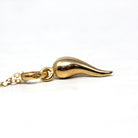 Italian Horn Charm - Retro 18k Yellow Gold Italy Cornicello Good Luck Pendant Necklace - Vintage Circa 1970s Ward Off Evil Amulet Jewelry